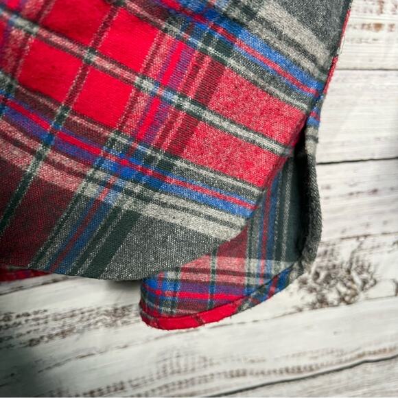 VTG LL Bean Mens Large GO27 Plaid Button Down Shirt 100% Cotton Red Blue Gray - Picture 7 of 11